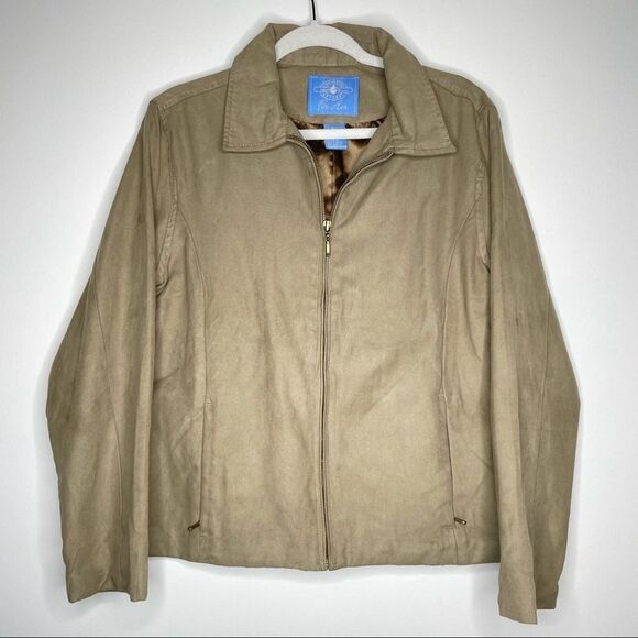 Charles River Apparel Suede Polyester Tan Zip Up Jacket - Picture 1 of 7